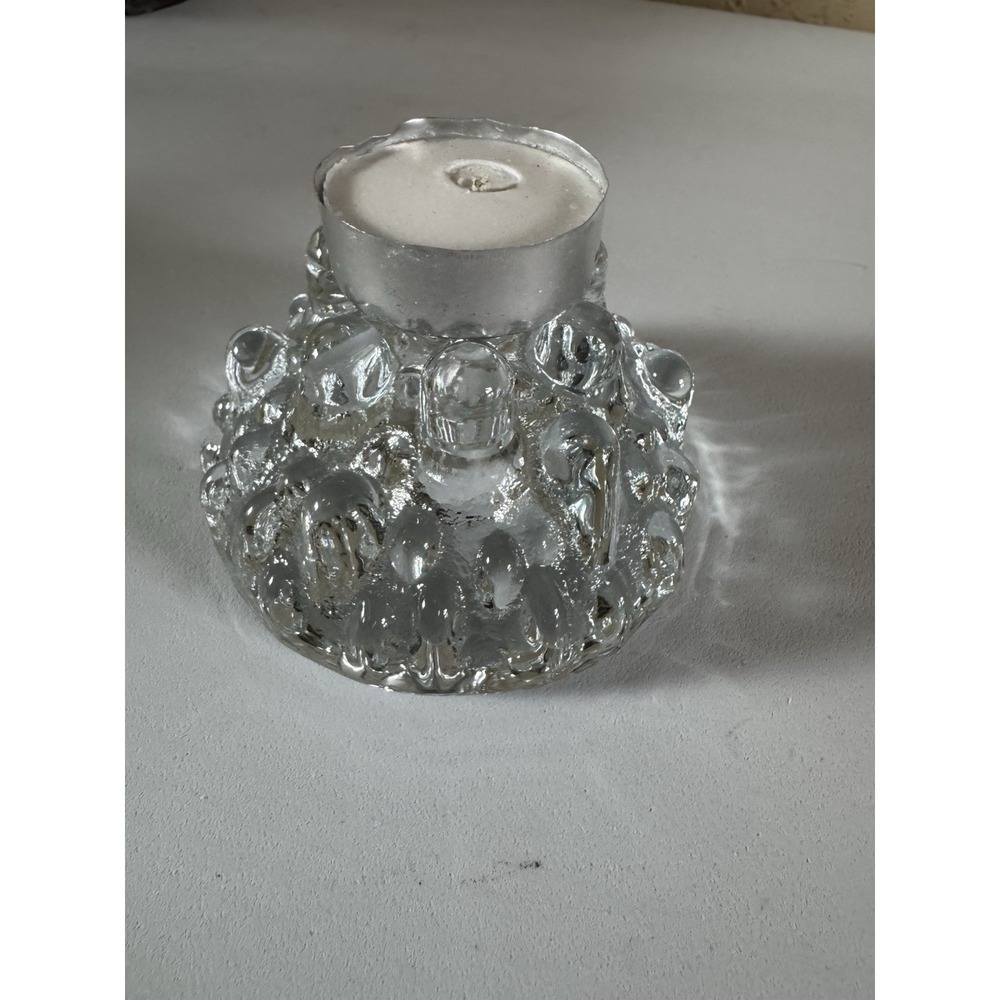 Vintage Viking Glass Clear Glimmer Votive Candle Holder Mid Century Modern‎ MCM